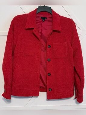 Tribal Red Textured Button-Front Jacket